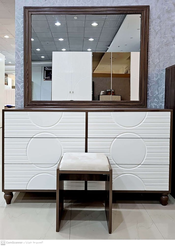 Thai wood bedroom (bed + wardrobe + dressing table + mirror + 2 nightstands)