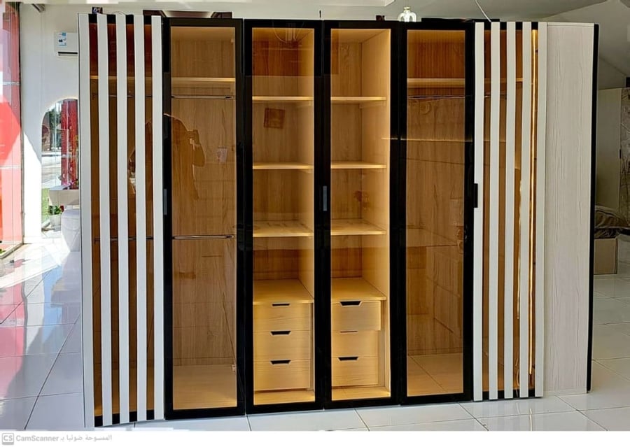 Thai wood bedroom (bed + wardrobe + dressing table + mirror + 2 nightstands)