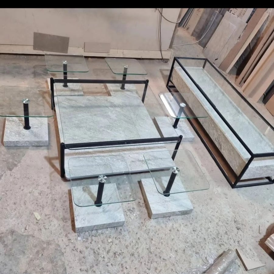 Set of 7 tables with a TV table