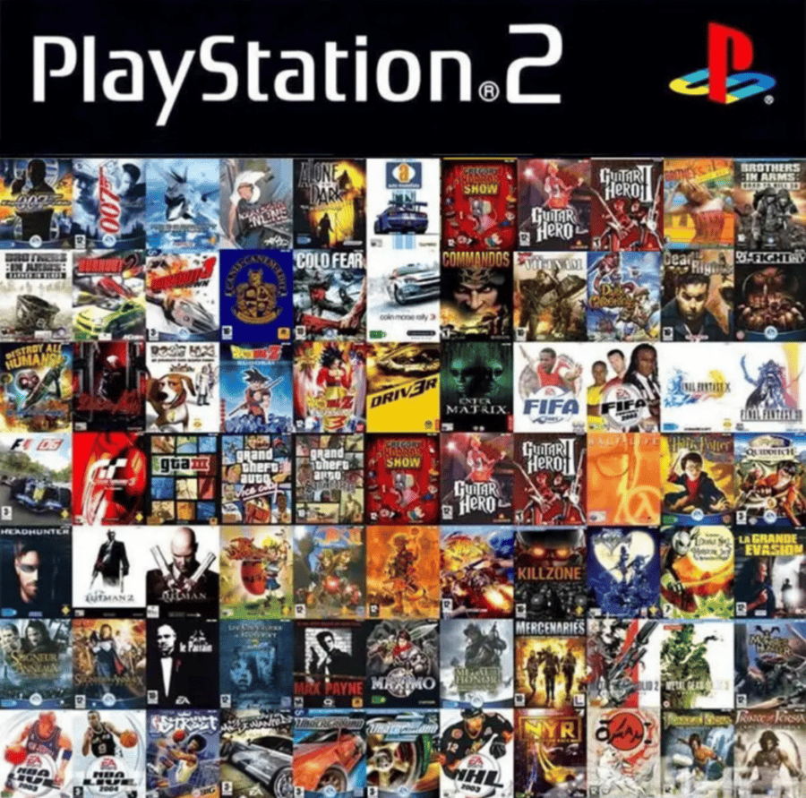 سوني 2 معدل ب 100 لعبة ا PS2 ا مع ميموري كارد لحفظ التقدم 2 ايادي التحكم