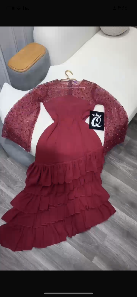 فستان جورجيت اكمام سهره كردانه