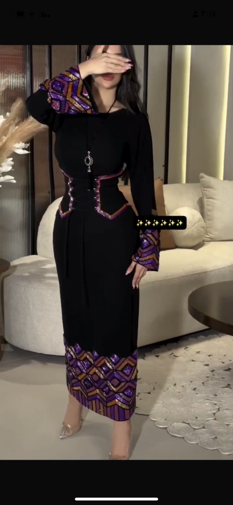 فستان الخامه كريب فصوص