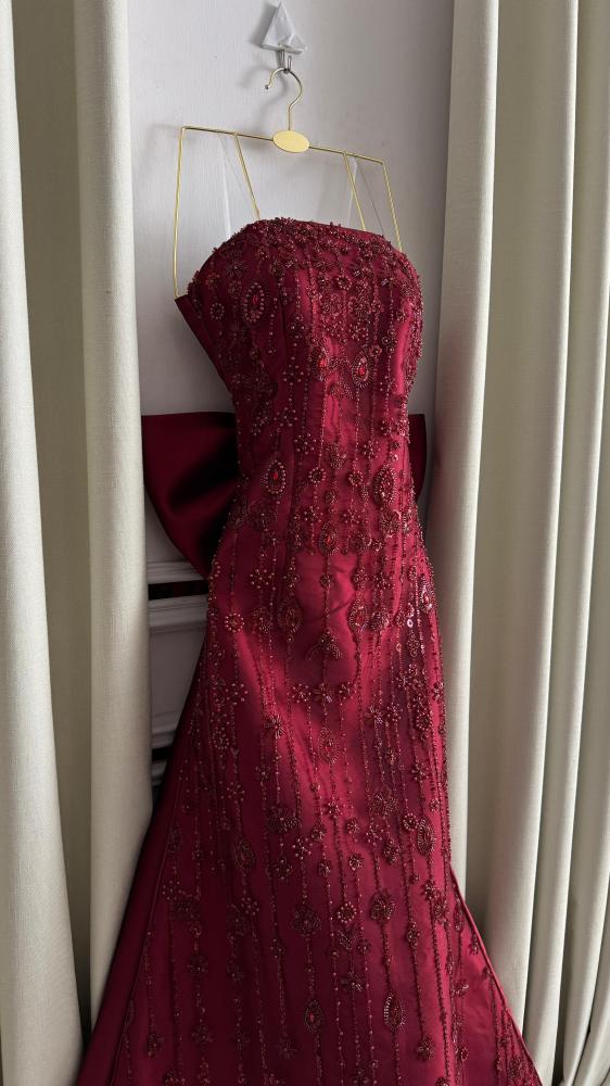 فستان سهره مطرز انيق عودي