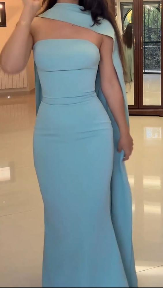 فستان سهره ناعم انيق سماوي
