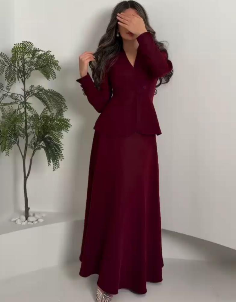 فستان ناعم انيق قطعتين  عودي