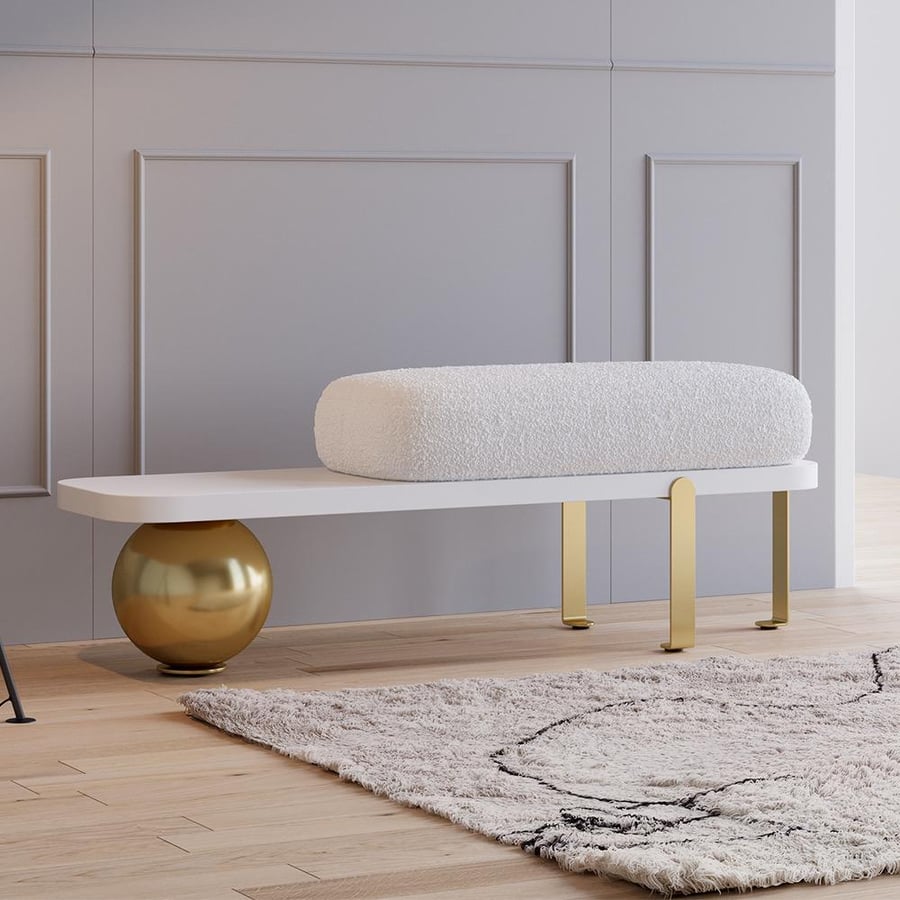 بنش مدخل مودرن بمقعد مبطن وقاعدة هندسية