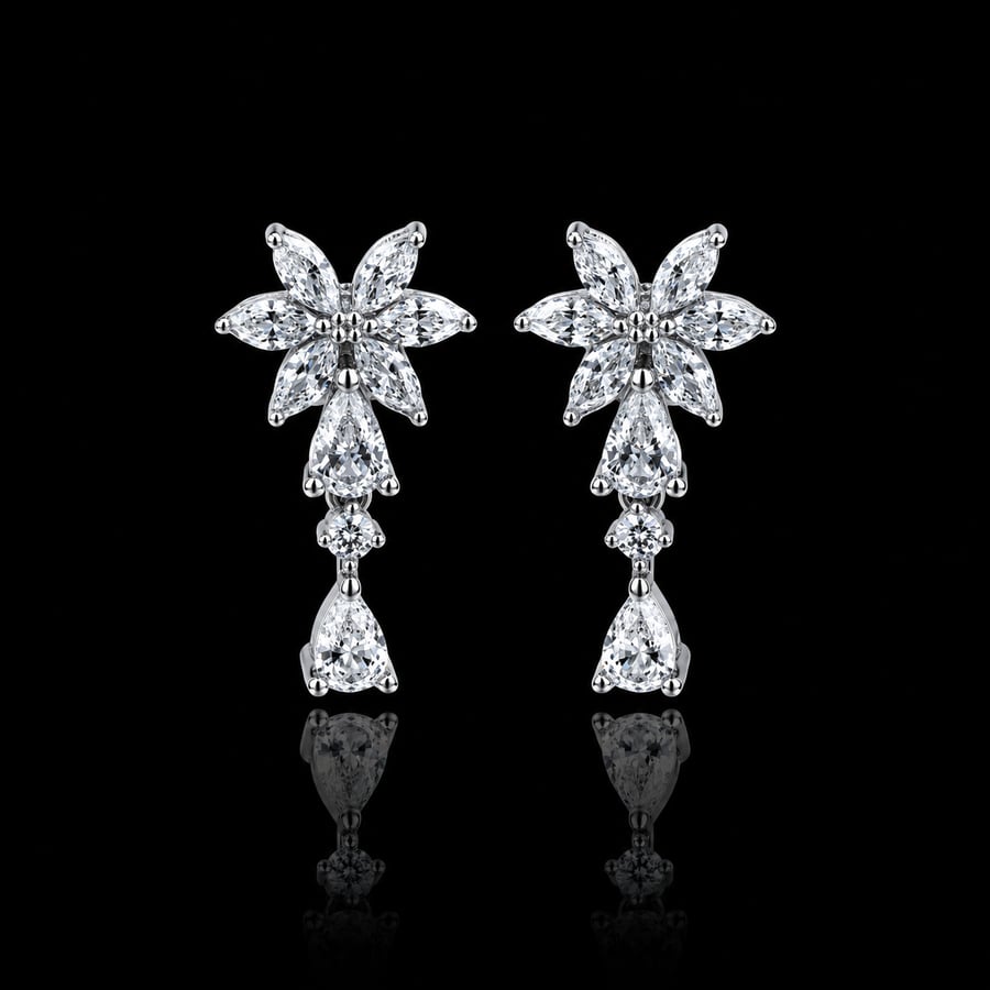 Sterling silver set 925 (necklace - earrings - bracelet - ring)