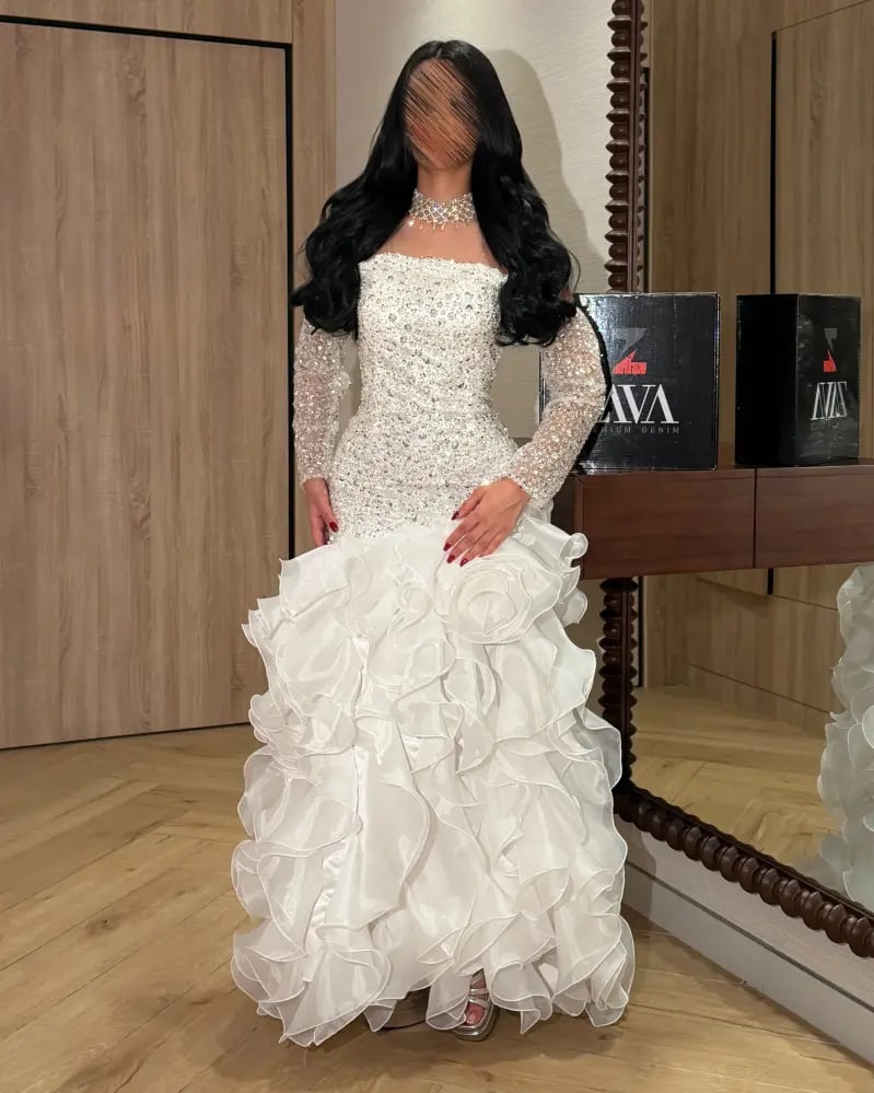 فستان سهرة سكري حورية بكشكش