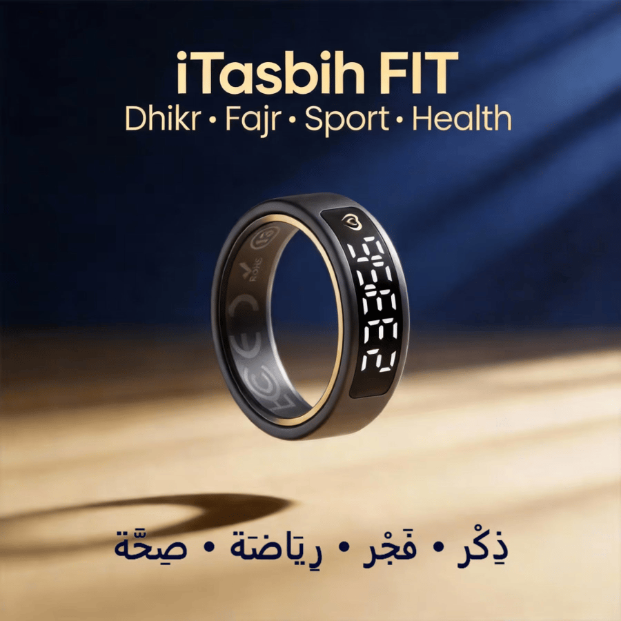 WESLAMIC - خاتم تسبيح ذكى مع تتبع الصحة والنشاط iTabi FIT - أسود