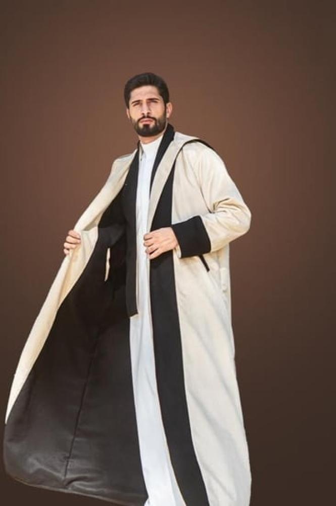 فروة دبل فيس مع شال اسود - بيج