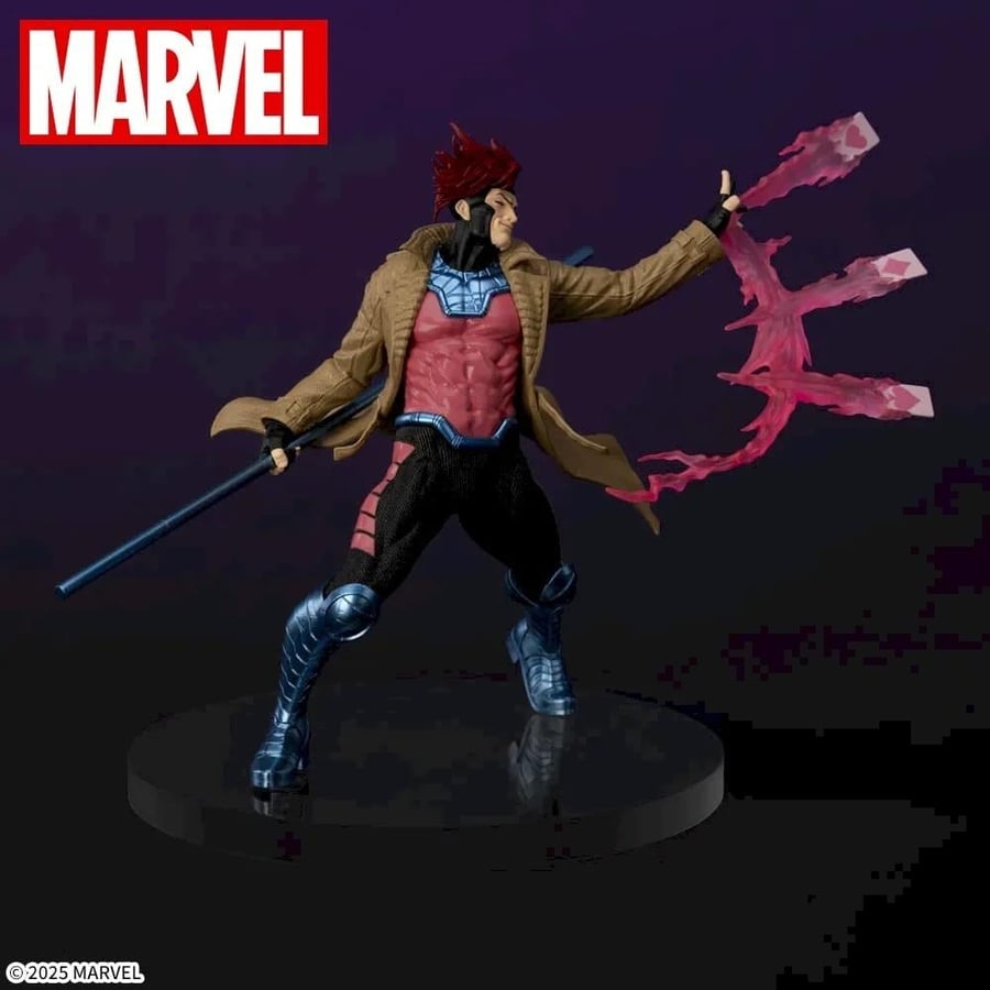 مجسم غامبيت بريميوم مارفل (SEGA Marvel ACT/CUT Premium Figure - Gambit) - إصدار المؤثرات الحركية وبطاقات الطاقة