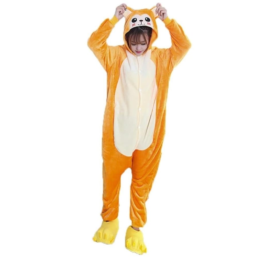 أفرول بيجاما القرد الكيغورومي للكبار (Adult Monkey Kigurumi Animal Onesie Pajamas) - تصميم كرتوني مريح مع سحاب خلفي عملي