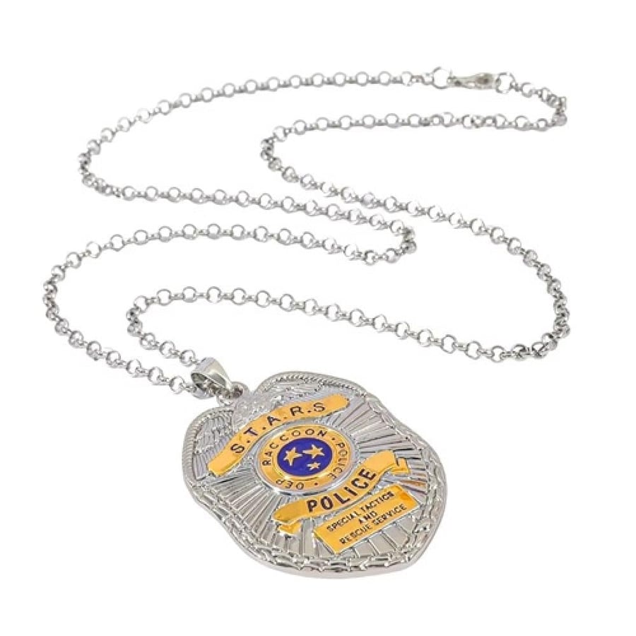 قلادة وشعار شرطة مدينة راكون (Resident Evil R.P.D. & S.T.A.R.S. Metal Badge Necklace) - الإصدار المعدني التكتيكي شارة معدنية مصقولة لشرطة R.P.D.
