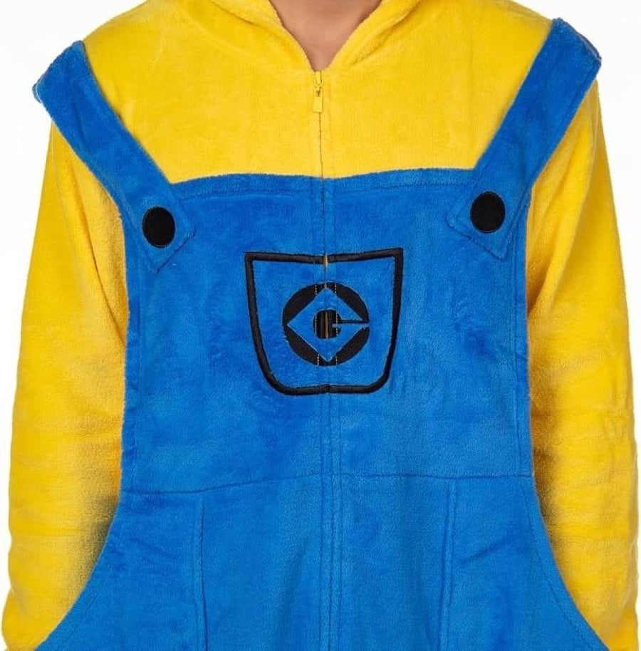 أفرول بيجاما مينيونز التنكري للكبار (Minions Union Suit Adult Kigurumi Loungewear) - تصميم الأفرول الأزرق والأصفر المبهج