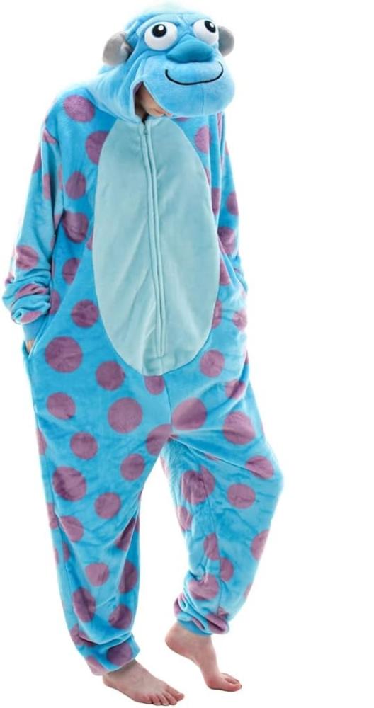 أفرول بيجاما شلبي سوليفان الكيغورومي (Disney Pixar: Monsters, Inc. Sulley Kigurumi Onesie Pajamas) - خامة فلانيل مخملية دافئة بسحاب أمامي وجيوب جانبية