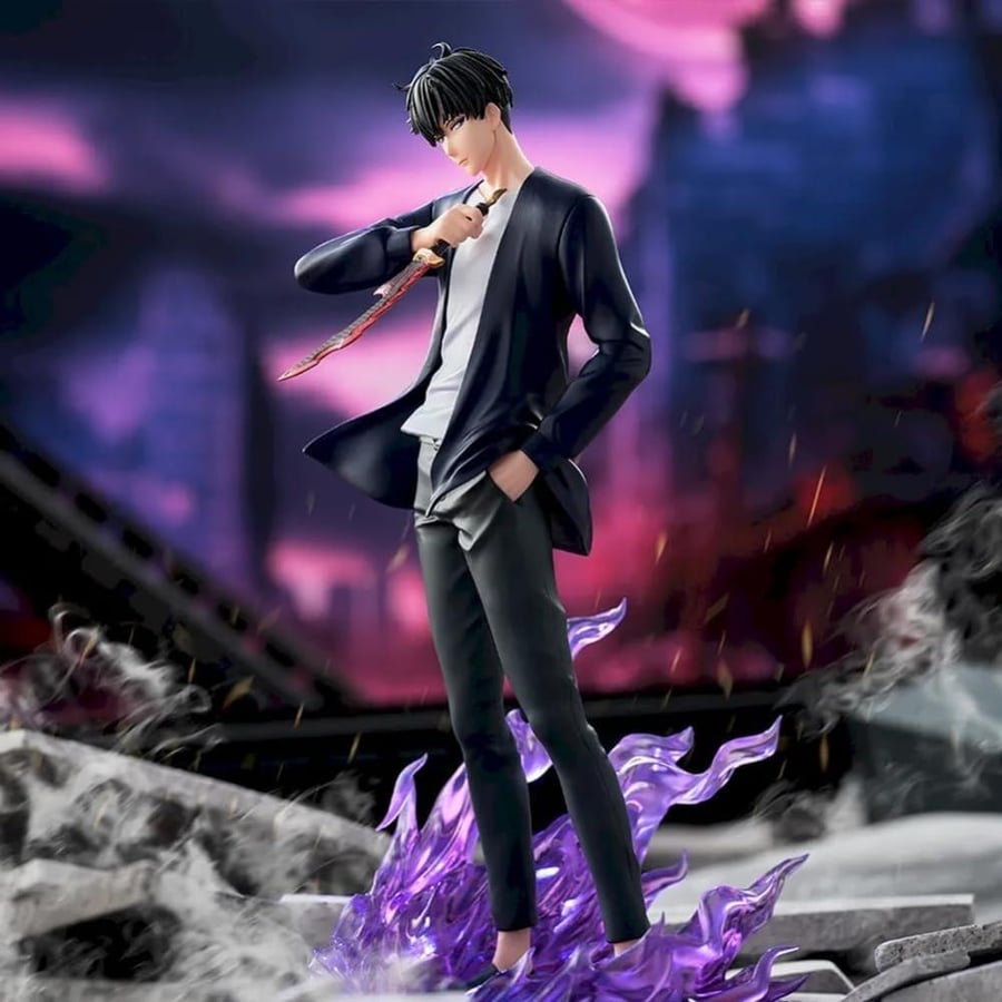 مجسم سونغ جين وو سولو ليفلينج (SEGA Xross Link: Solo Leveling - Sung Jinwoo Figure) - إصدار خنجر قاتل الفرسان وقواعد الربط التفاعلية