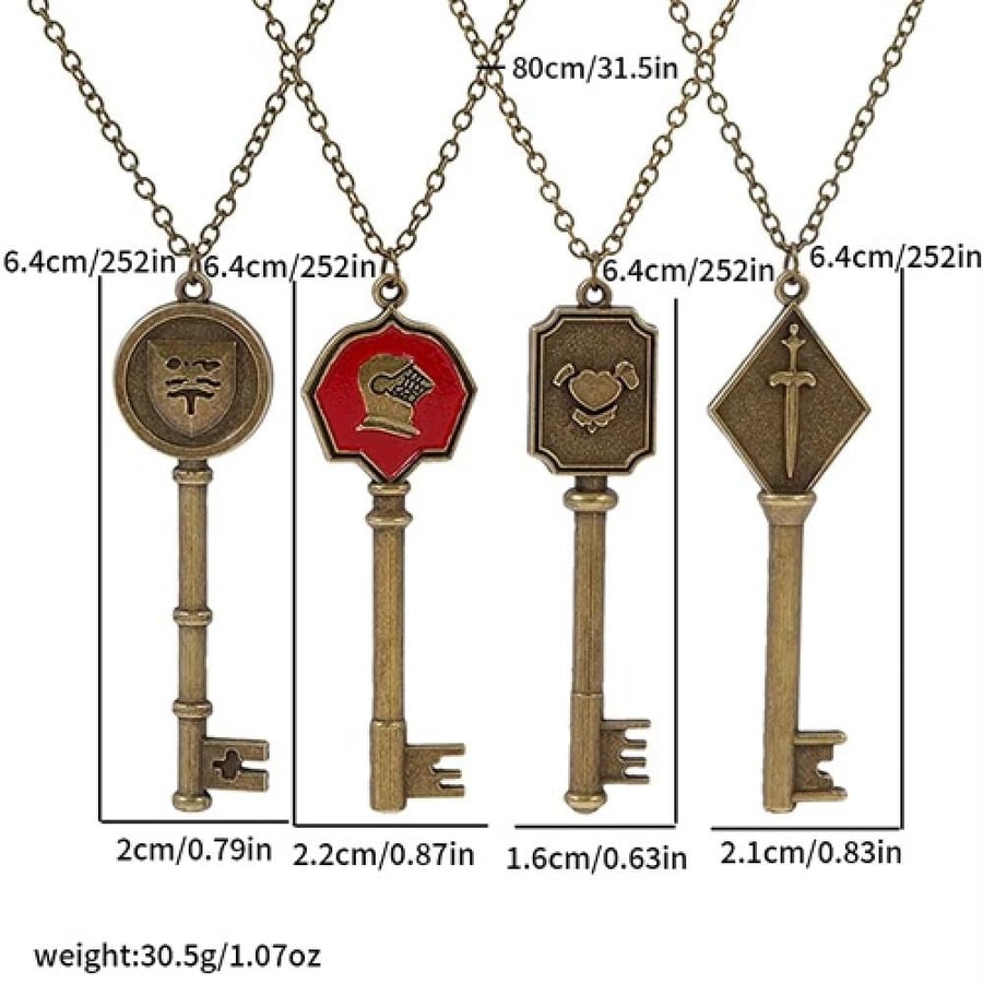 طقم قلائد مفاتيح قصر سبنسر الكلاسيكية (Resident Evil 1: Spencer Mansion 4-Key Bronze Necklace Set) - الإصدار التراثي العتيق طقم مكون من 4 مفاتيح وقلائد برونزية