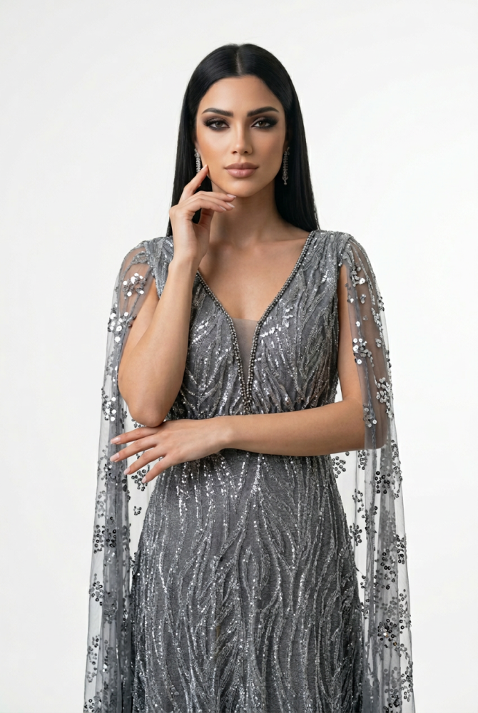 فستان سهرات رصاصي