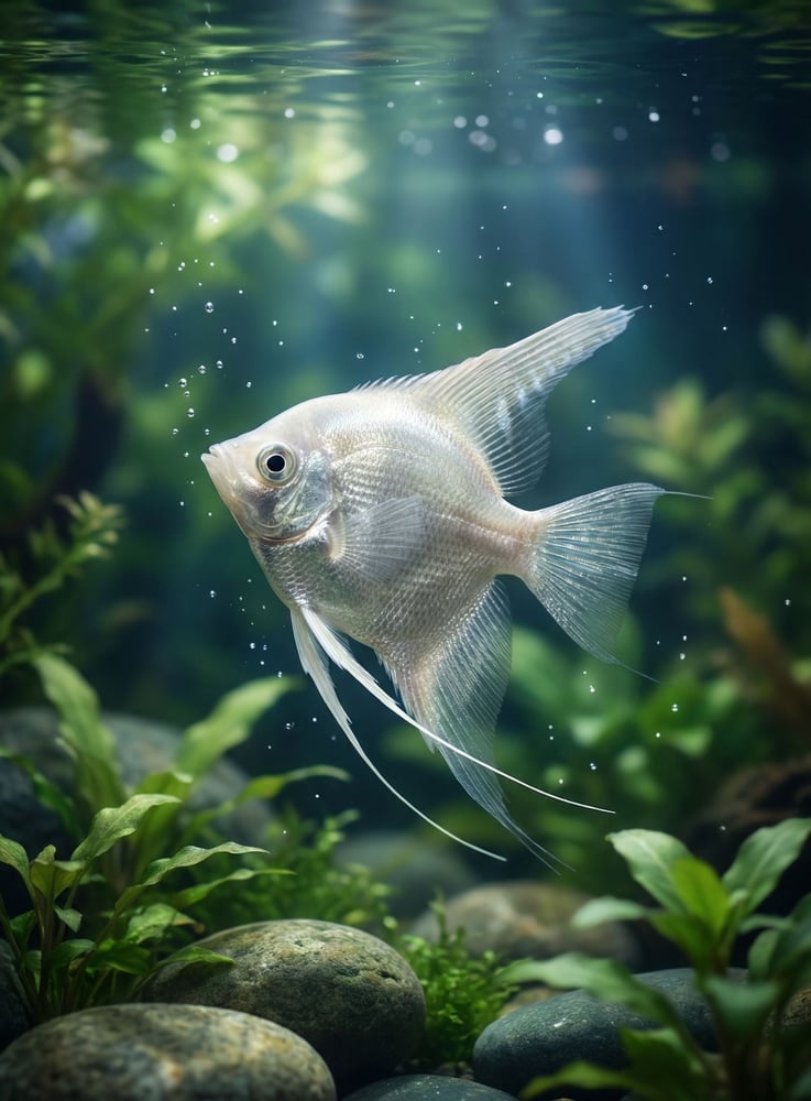 سمكة انجل بلاتينيوم لأحواض الزينة Platinum Angel Fish