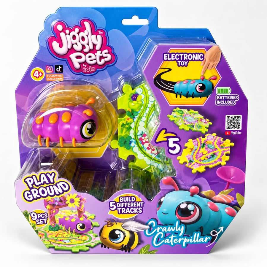 Jiggly Pets – اليرقة الزاحفة مع ملعب اللعب