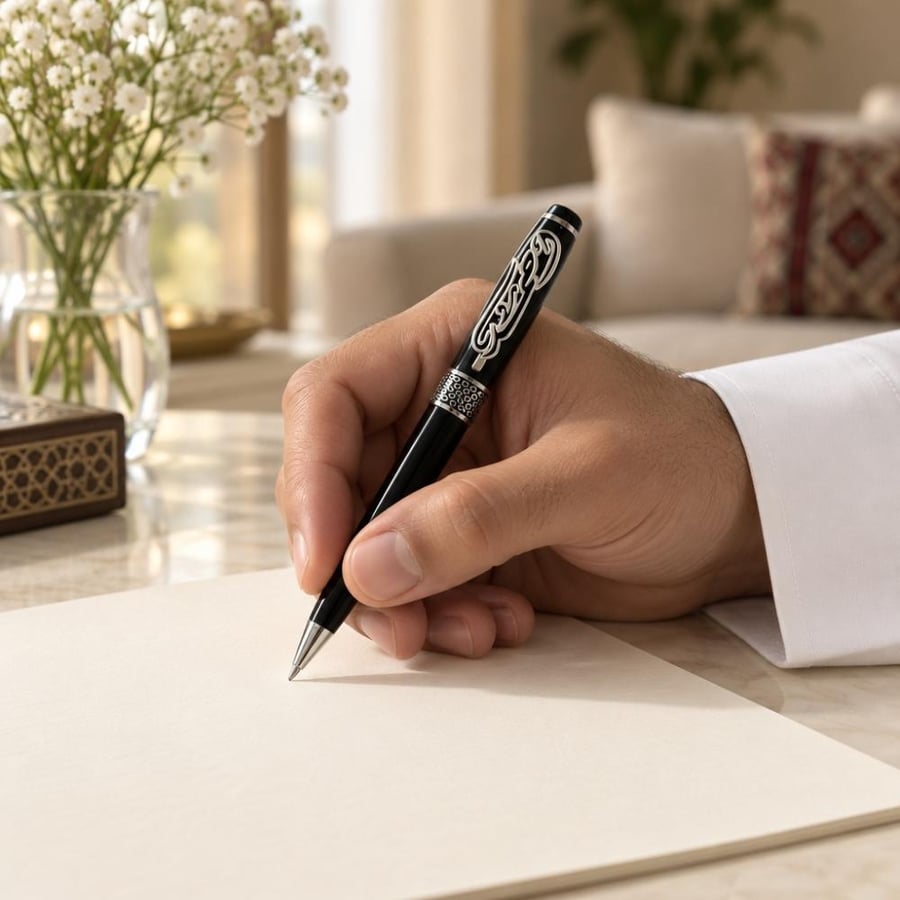 قلم بالاسم بتصميم باركر أثناء الاستخدام