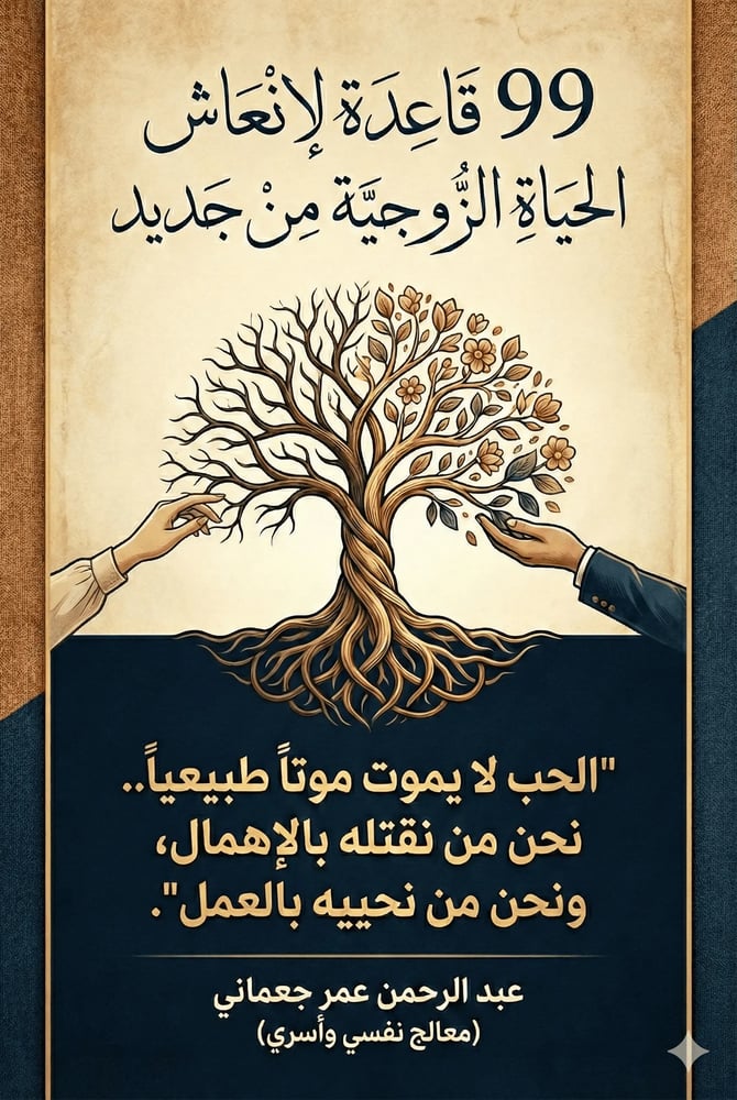 99 قاعدة لإنعاش الحياة الزوجية من جديد     "الحب لا يموت موتاً طبيعياً.. نحن من نقتله بالإهمال، ونحن من نحييه بالعمل".