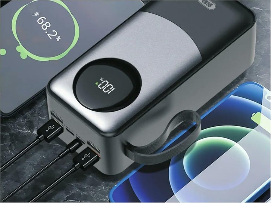 باور بانك اس بي 40000 (بي دي 22.5 واط + USB 4) مع شاشة رقمية من اي اس ان اب، رمادي