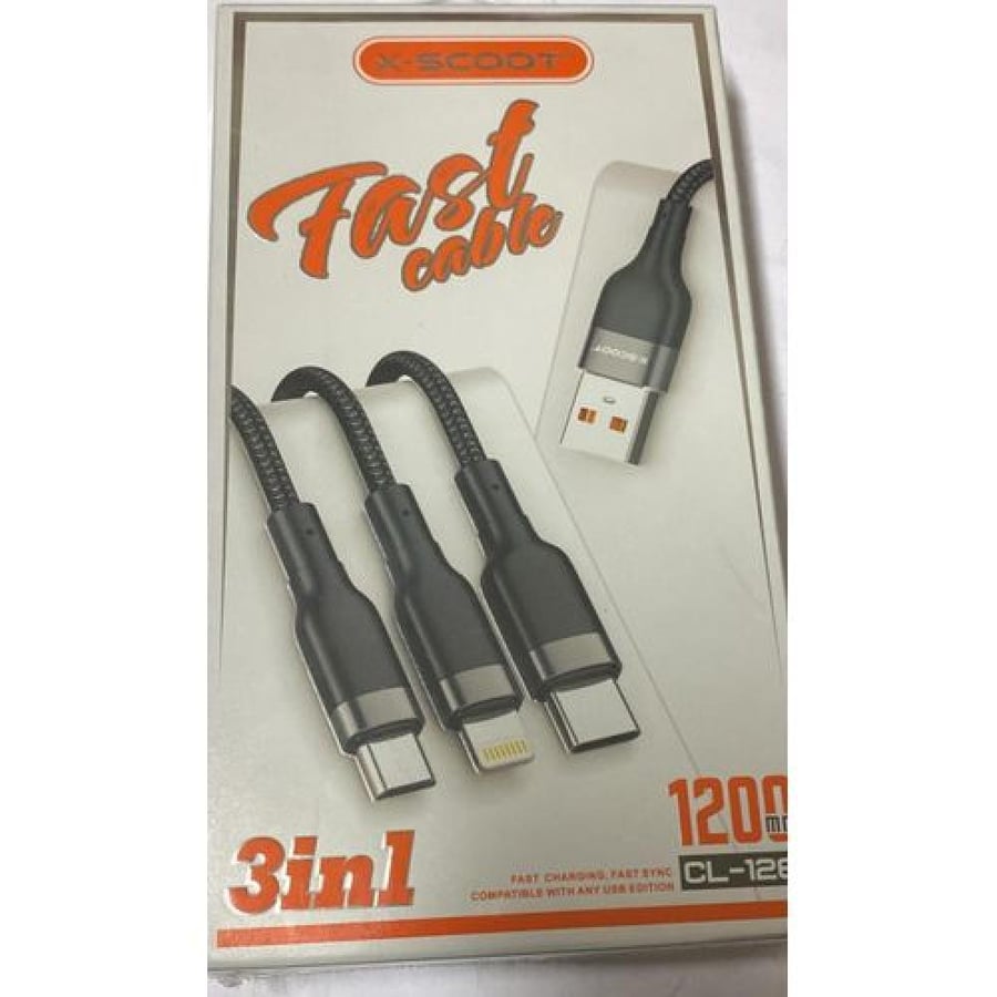 كابل شحن ونقل بيانات سريع 3 في 1 من Type-C إلى Type-C - Micro - آيفون