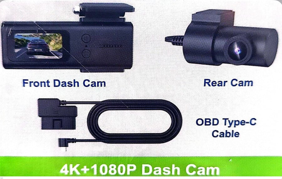 Dash camera phone planet 4K front rear HD with OBD cable