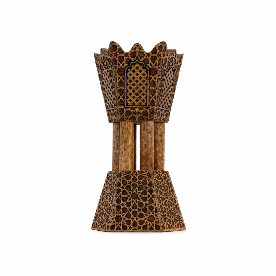 مبخرة خشبية تراثية عمودية | Traditional Vertical Wooden Incense Burner