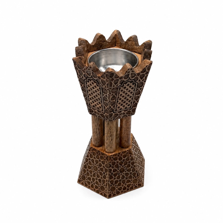 مبخرة خشبية تراثية عمودية | Traditional Vertical Wooden Incense Burner
