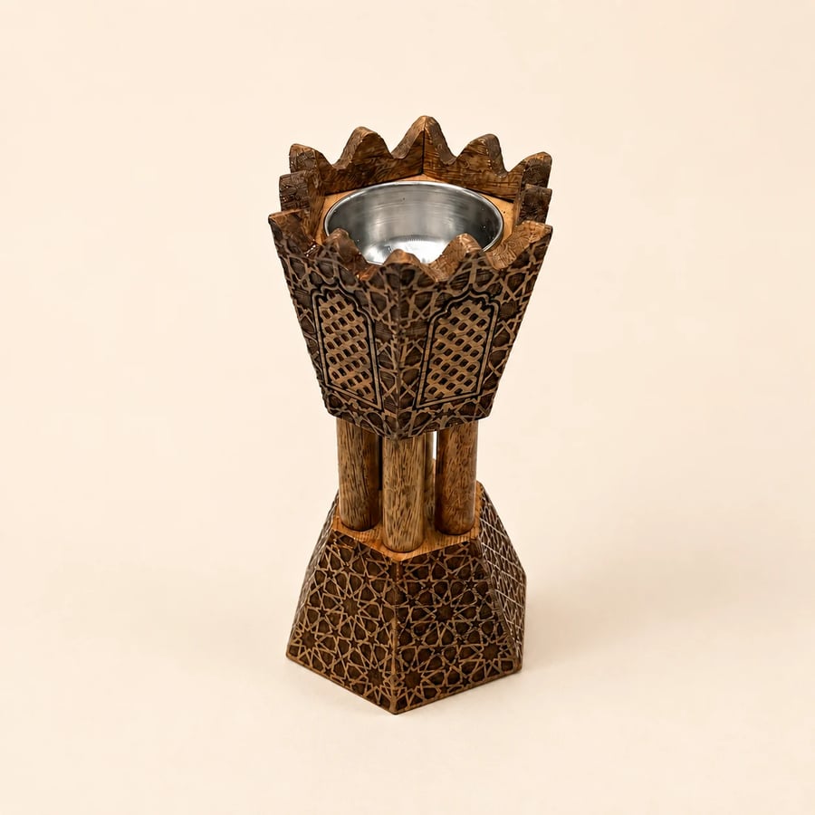 مبخرة خشبية تراثية عمودية | Traditional Vertical Wooden Incense Burner