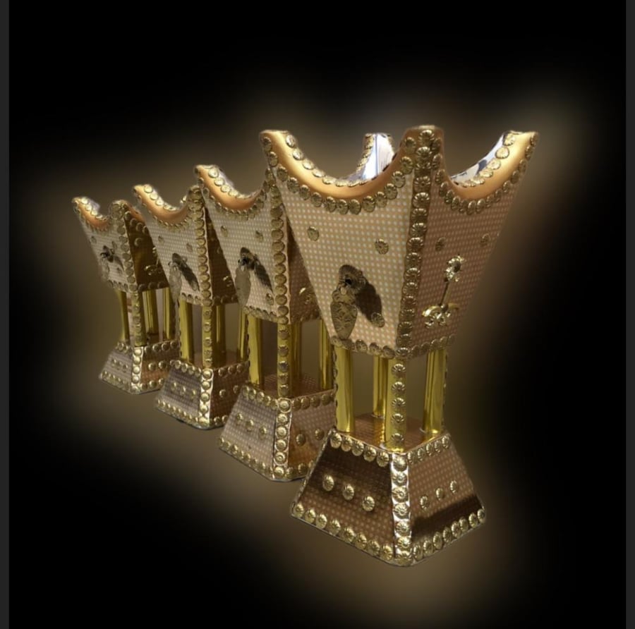 ‏طقم مبخرة ذهبي أربع قطع
