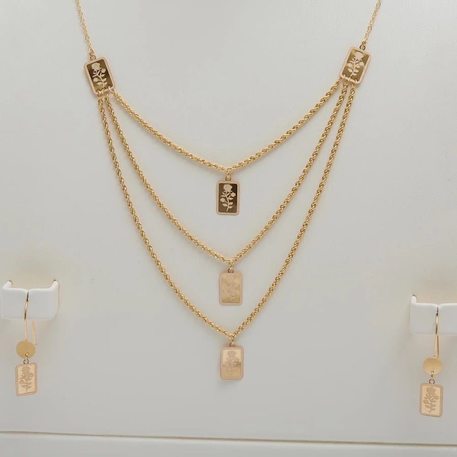 طقم ذهب سبيكة ناعم ثلاث أدوار