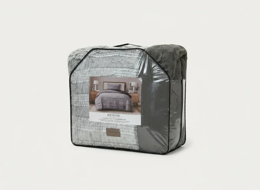 Rabbit Fur Gray | 2-Piece Single & a Half Duvet Set
