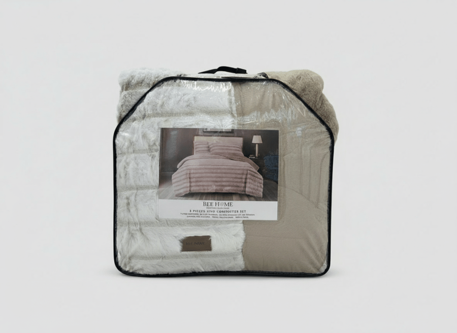 Rabbit Fur Tan | 3-Piece Double Duvet Set