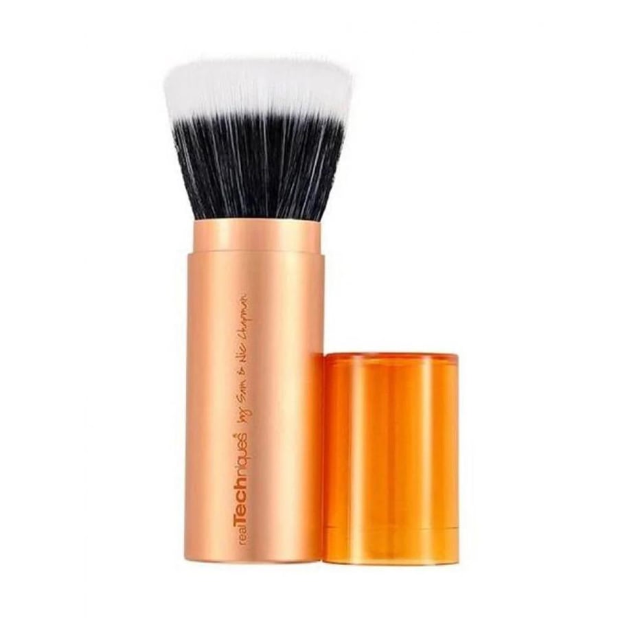 Reel Technique powder brush for tanning, retractable, gold