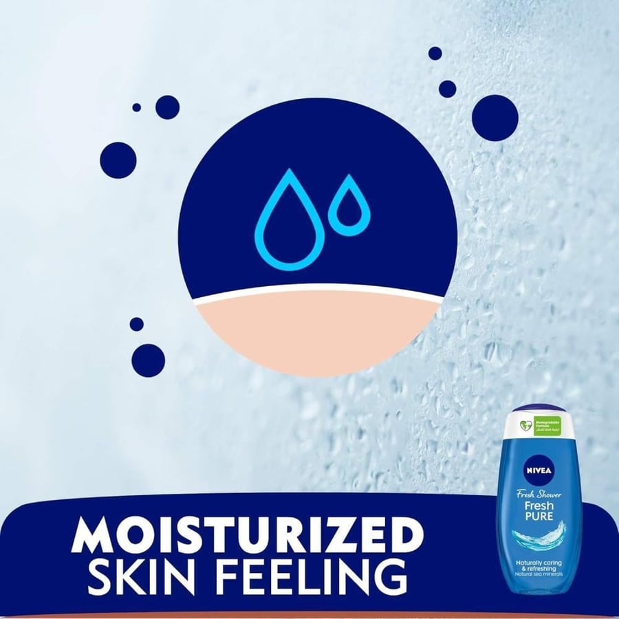 جل استحمام من نيفيا، فريش بيور معادن البحر برائحة المحيط، 250 مل. NIVEA Shower Gel Body Wash