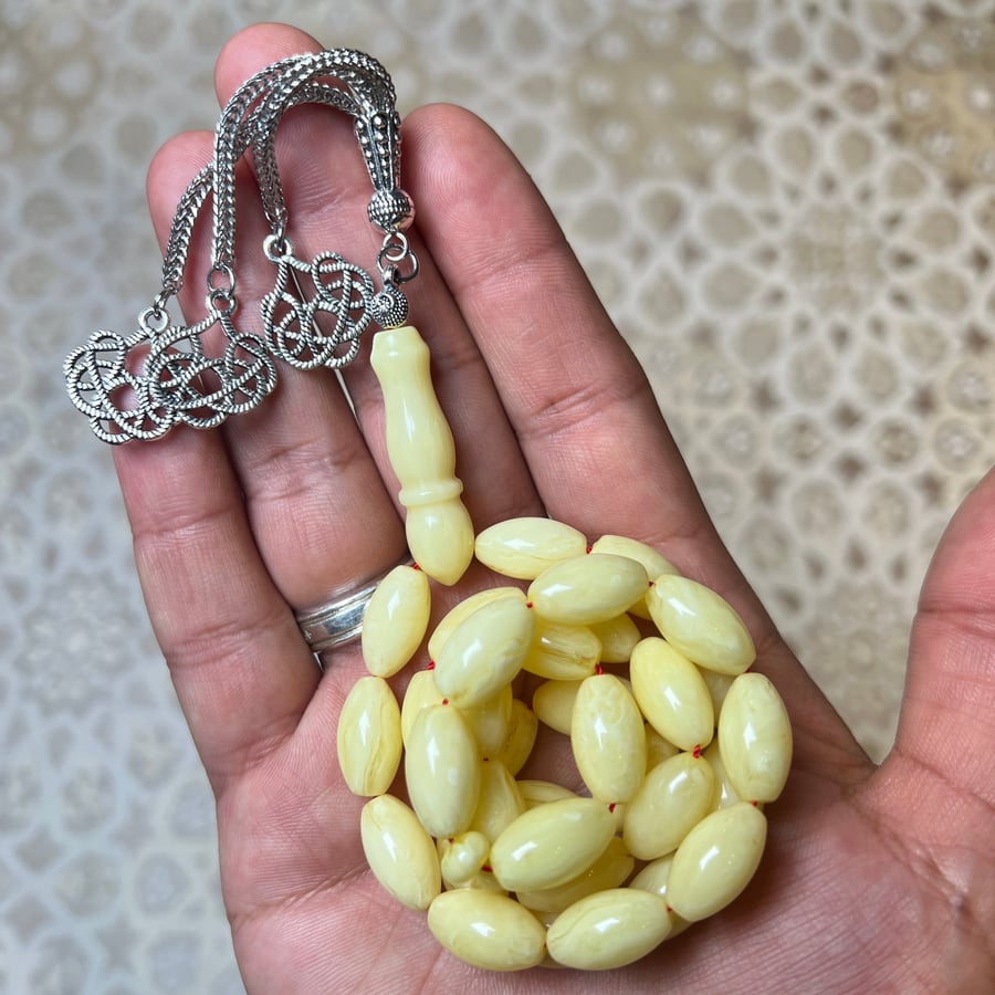 سبحة تراب كهرمان اصفر