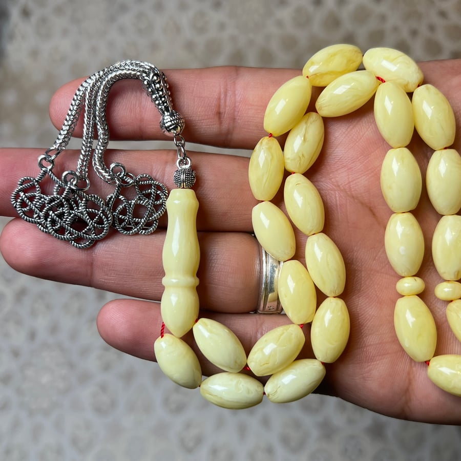سبحة تراب كهرمان اصفر