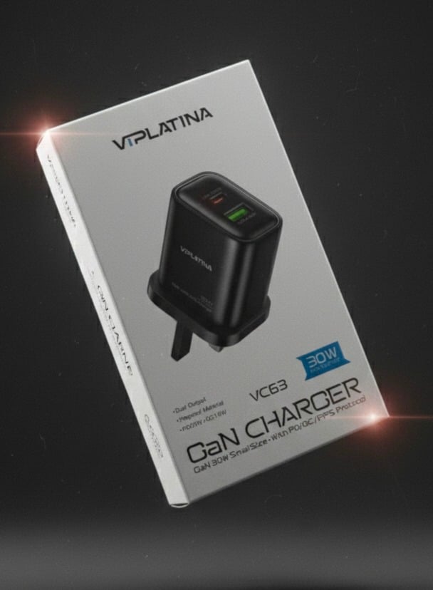 شاحن جداري بقوة ٣٠ واط – VIPLATINA بمنفذين usb+type c
