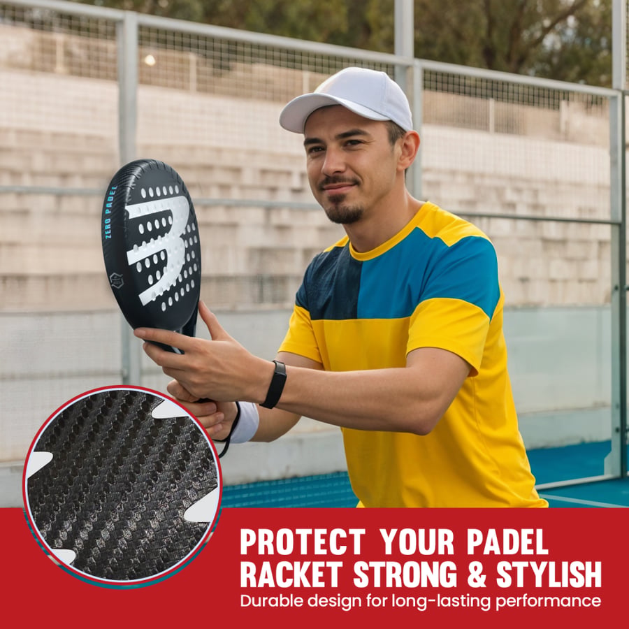 Zero Padel Racket Protector, Black Carbon Fiber - Large