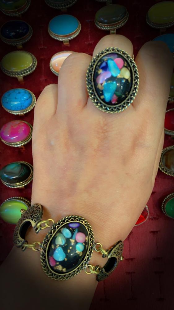 Copper bracelet and ring set