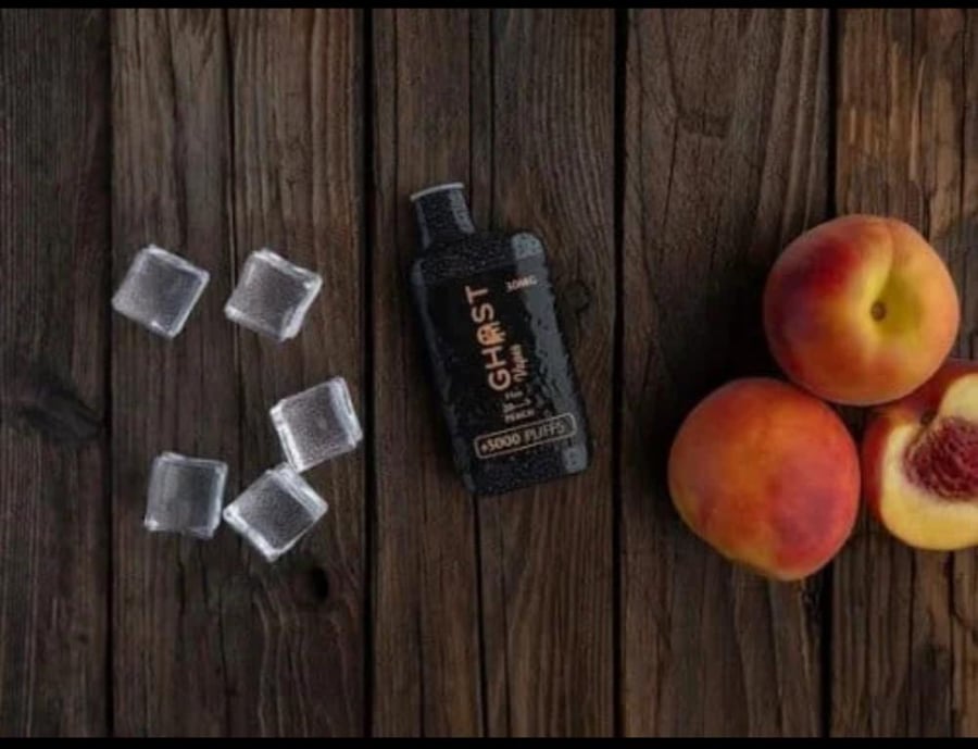 سحبه قوست فيب ايس خوخ 5000 موشة - Ghost Vapes PEACH ICE 5000 Puff