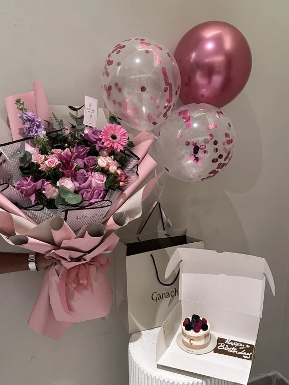كيك جاناش و باقة ورد | Ganache and Playflower Cake |