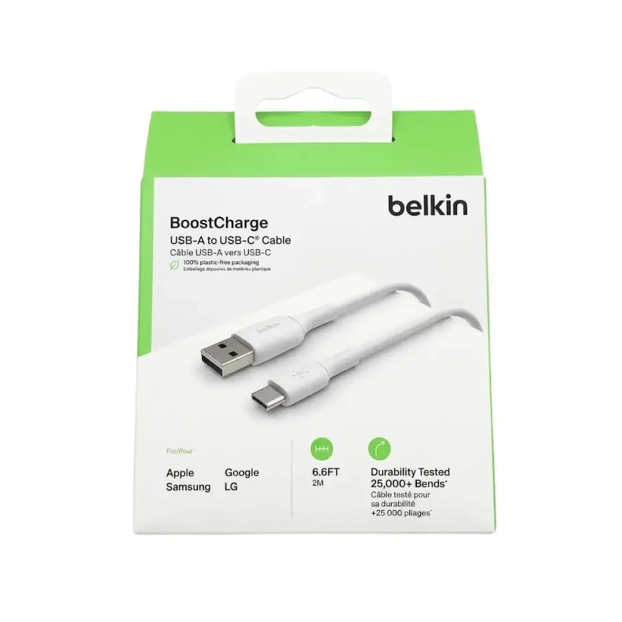 بيلكن - كيبل شحن تايب سي الى usb بطول 2 متر - ابيض