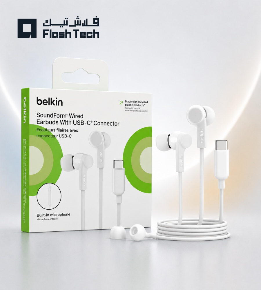 سماعة أذن سلكية بيلكن (SoundForm) بمنفذ USB-C - أبيض