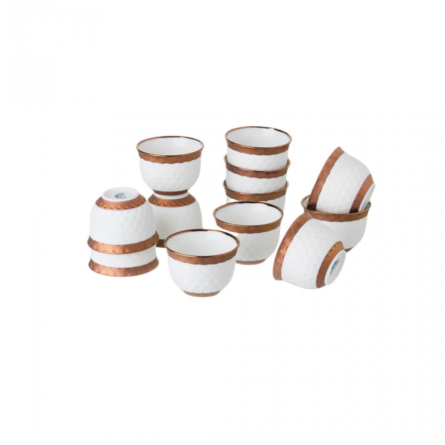 Saudi coffee cup set porcelain Japanese white/bronze 12 pieces