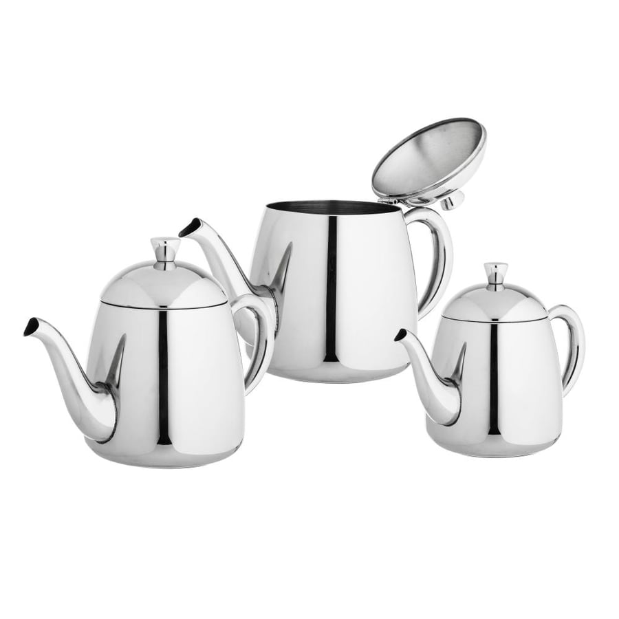 طقم براد شاي ستيل 3 قطع كلاسيكي لون فضي