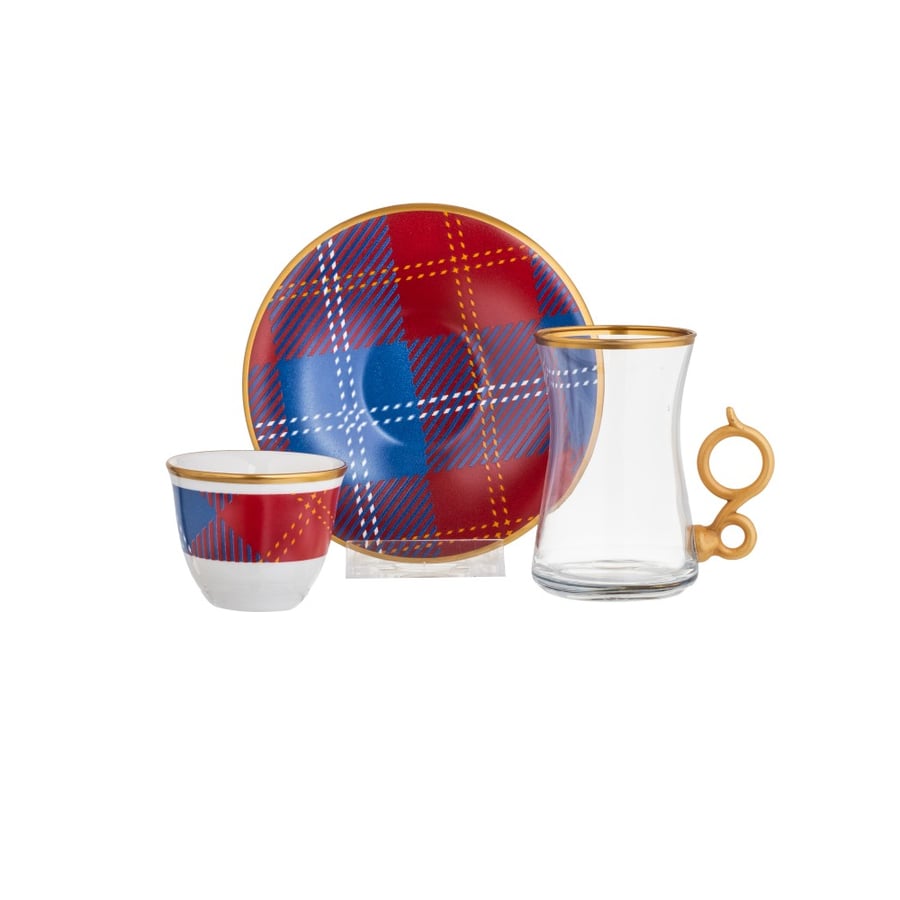 Glass tea and coffee set 18 pieces Flamingo